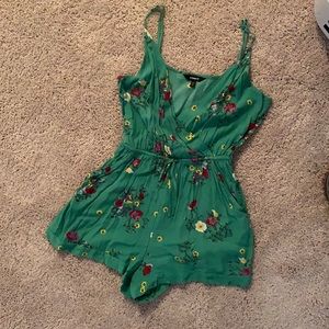 Green Floral Romper
